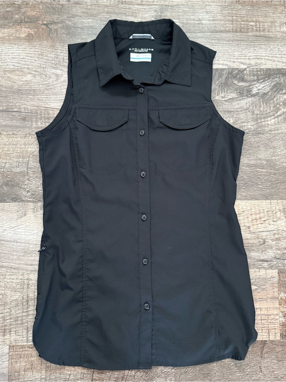 Columbia Women’s Black Sleeveless Collared Top Omni-Shade Sun Protection Small